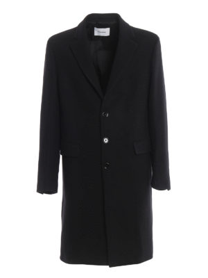 DONDUP: short coats - Black wool single-breasted coat