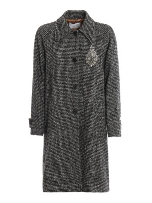 DONDUP: cappotti corti - Cappotto in misto lana pied de poule