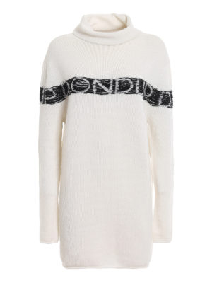 DONDUP: short dresses - Knitted wool and cashmere logo dress