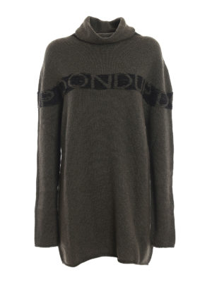 DONDUP: short dresses - Knitted wool and cashmere logo dress