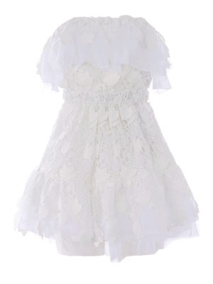 DONDUP: abiti corti - Abitino a balze in pizzo e tulle bianco