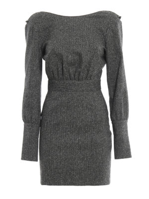 DONDUP: short dresses - Wool blend rear V neck dress