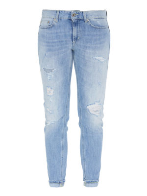 DONDUP: skinny jeans - Monroe low waist distressed denim jeans