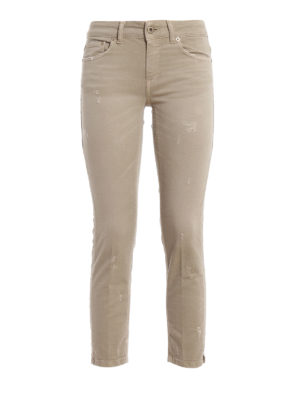 DONDUP: skinny jeans - Newdia beige cropped jeans