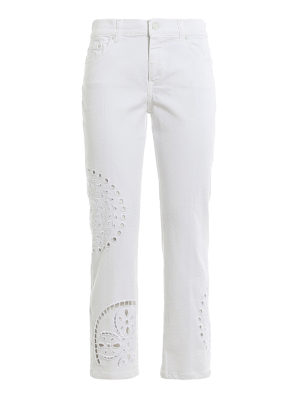 DONDUP: straight leg jeans - Paige Custom black embroidered jeans