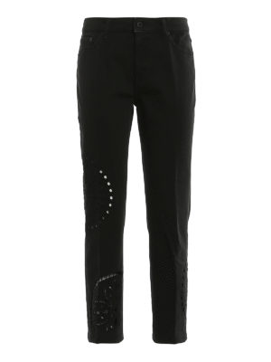 DONDUP: straight leg jeans - Paige Custom embroidered jeans