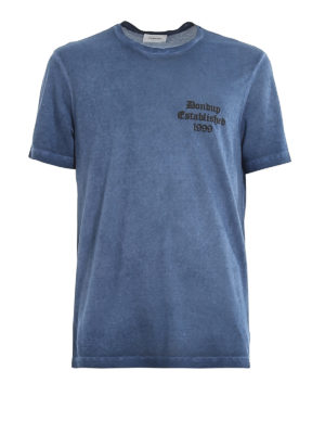 DONDUP: t-shirts - Faded effect logo print cotton T-shirt