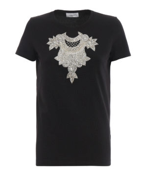 DONDUP: t-shirts - Jewelled black T-shirt