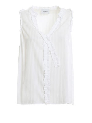 DONDUP: Tops & Tank tops - Draped V-neck cotton top