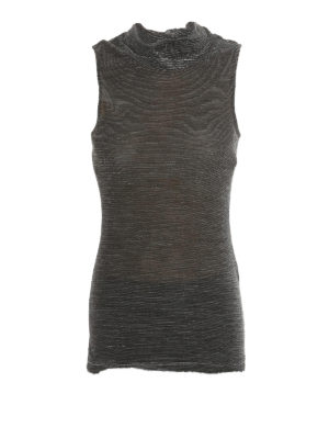 DONDUP: Tops & Tank tops - Shiny sheer cowl neck top