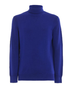 DONDUP: maglia a collo alto e polo - Dolcevita blu in morbida lana merino