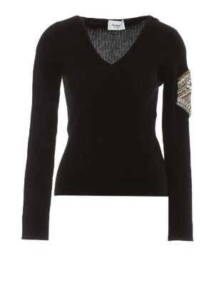 DONDUP: v necks - V-neck bead detailed sweater