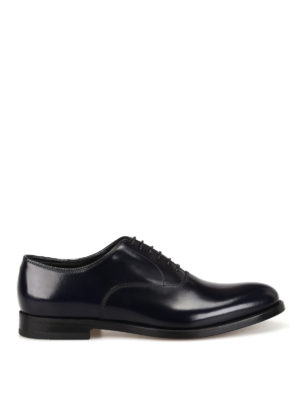 Doucal's: classiche - Oxford stringate in pelle lucida blu