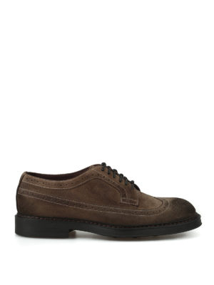 Doucal's: scarpe stringate - Derby brogue in camoscio effetto used