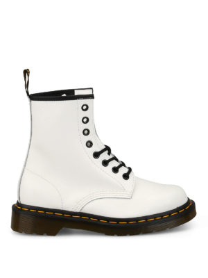 DR. MARTENS: tronchetti - Anfibi in pelle liscia bianca