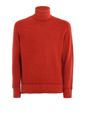 DRUMOHR: maglia a collo alto e polo - Dolcevita in lana merino color mattone