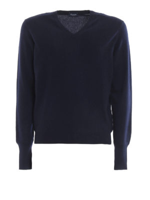 DRUMOHR: maglia collo a v - Maglia a V blu in cashmere