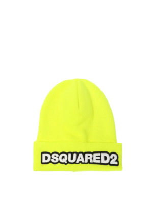 DSQUARED2: berretti - Berretto fluo in lana D2