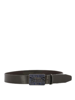 DSQUARED2: cinture - Cintura Break Dance Crew in pelle marrone