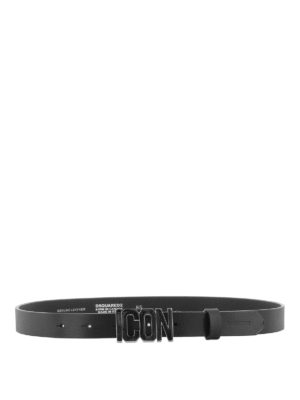 DSQUARED2: cinture - Cintura in pelle con fibbia Icon