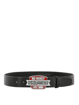 DSQUARED2: cinture - Cintura in pelle con fibbia No Mercy