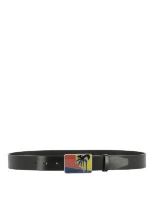 DSQUARED2: cinture - Cintura in pelle con fibbia palma