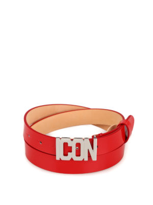 DSQUARED2: cinture - Cintura Icon in vernice rossa