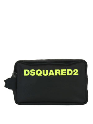 DSQUARED2: custodie e cover - Beauty case in nylon con logo fluo