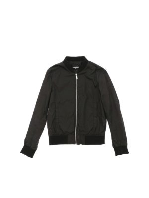 DSQUARED2: casual jackets - Black bomber jacket with logo