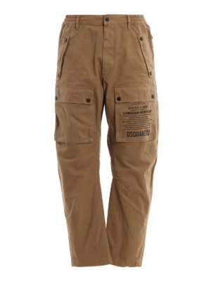 DSQUARED2: pantaloni casual - Pantaloni cargo in cotone con stampa