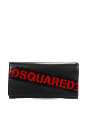 DSQUARED2: pochette - Clutch nera con banda logo