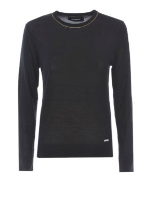DSQUARED2: maglia collo rotondo - Maglia in lana con profili in lurex