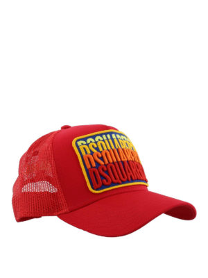 DSQUARED2: cappelli - Cappellino rosso in cotone e retina DSQUARED2