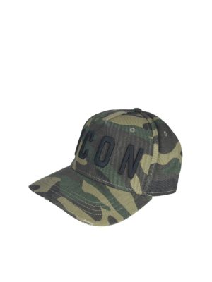 DSQUARED2: hats & caps - Green camouflage Icon hat