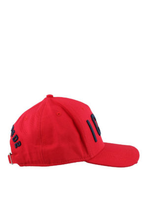 DSQUARED2: cappelli - Cappellino da baseball rosso con ricamo Icon
