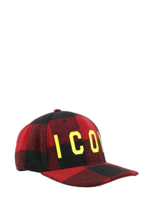 DSQUARED2: cappelli - Cappello da baseball Icon in lana tartan