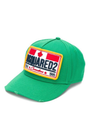 DSQUARED2: cappelli - Cappellino verde chiaro con patch logo