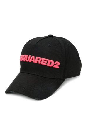 DSQUARED2: hats & caps - Logo embroidery black baseball cap