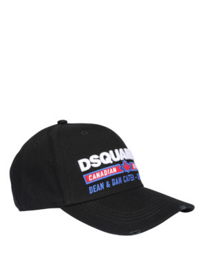 DSQUARED2: hats & caps - Logo embroidery cotton baseball cap