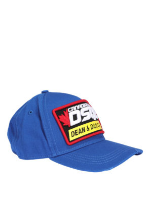 DSQUARED2: hats & caps - Logo patch blue baseball cap