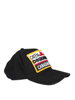 DSQUARED2: hats & caps - Logo patch gabardine cap