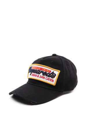 DSQUARED2: hats & caps - Maxi logo patch black baseball cap