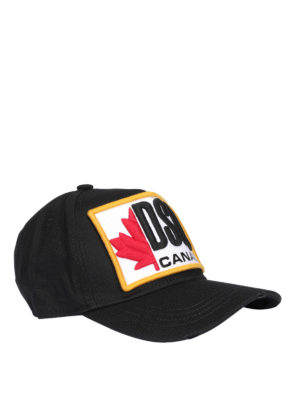 DSQUARED2: hats & caps - Maxi logo patch cotton baseball cap