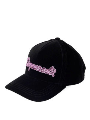 DSQUARED2: hats & caps - Sequined logo velvet cap