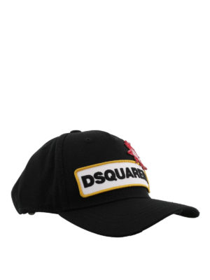 DSQUARED2: cappelli - Cappellino nero Turn Hatred into love