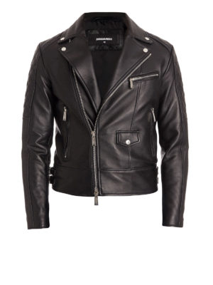 DSQUARED2: giacche in pelle - Giubbotto in pelle stile biker