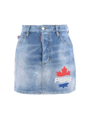 DSQUARED2: mini skirts - Used effect mini denim skirt
