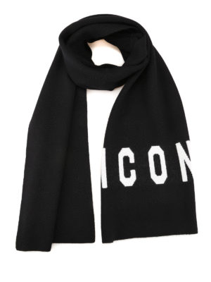 DSQUARED2: scarves - Jacquard logo wool blend scarf
