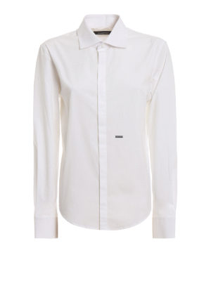 DSQUARED2: camicie - Camicia in popeline di cotone con placca logo