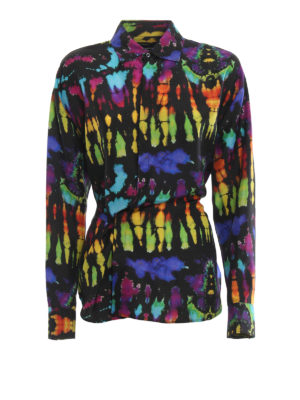 DSQUARED2: camicie - Camicia wrap in seta multicolore